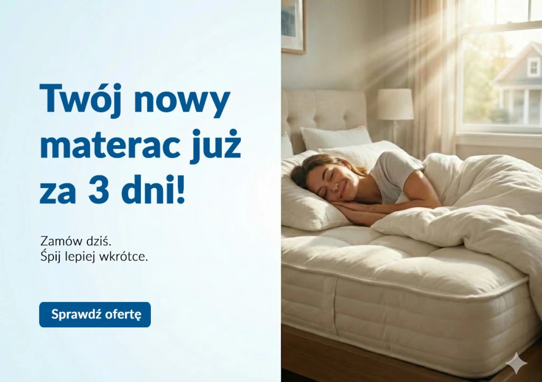 Kobieta śpiąca na białym materacu z naturalnym światłem słonecznym wpadającym przez okno