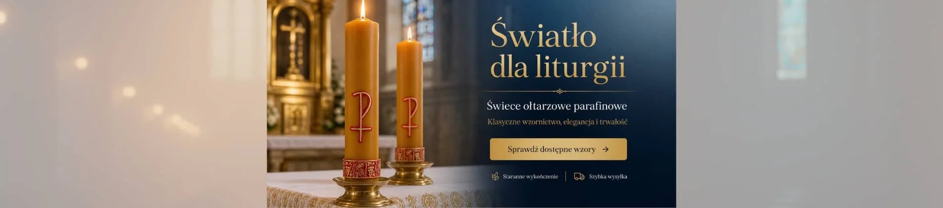 Świece liturgiczne z symbolem krzyża na ołtarzu w kościele